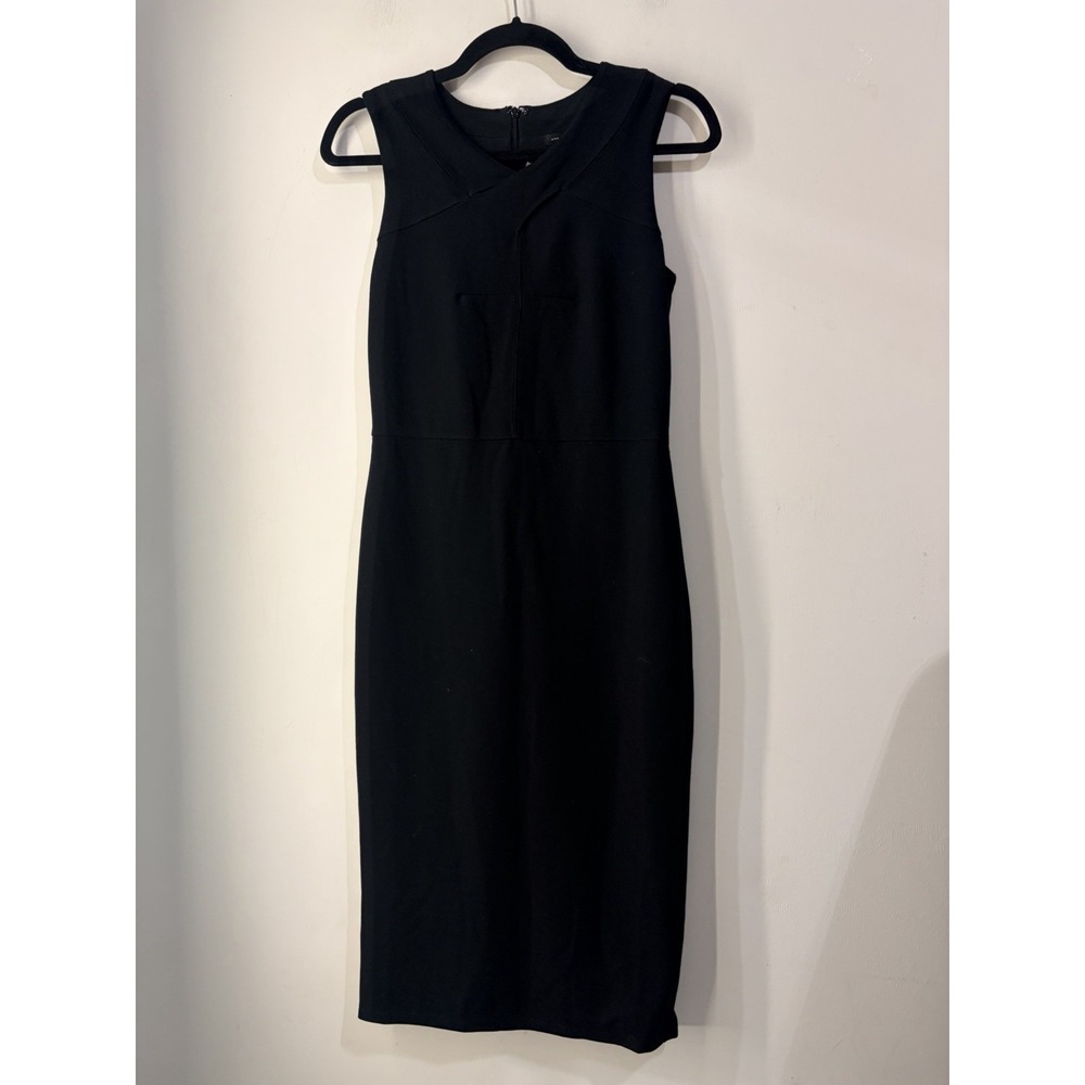 NWT Ann‎ Taylor Black Sheath Dress Twist Neck Sleeveless Career Size 0
